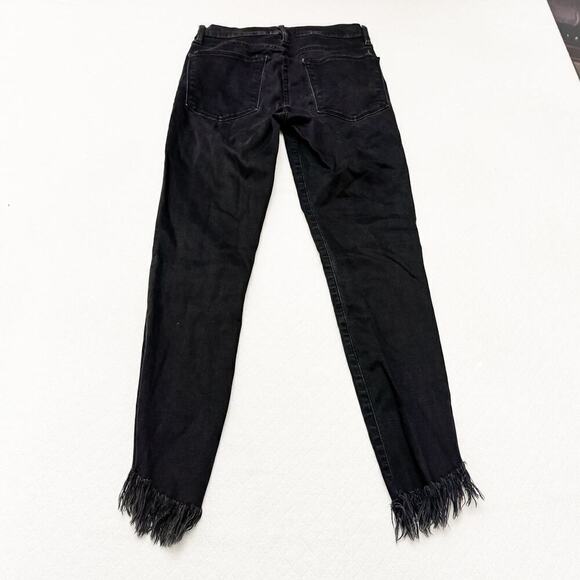 Frame Le High Skinny Assymetrical Hem Denim Jeans Black Size 26 - Picture 3 of 6